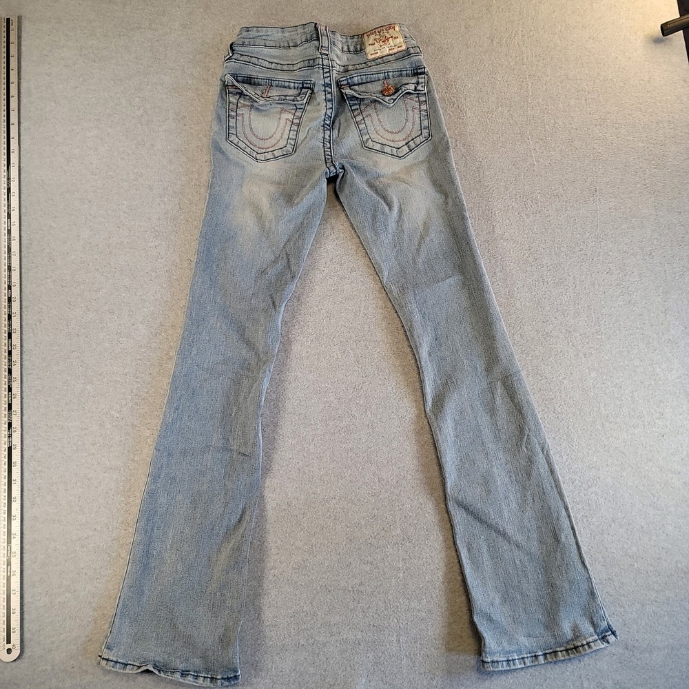 True Religion Becca Mid Rise Bootcut Jeans Light Wash Pink Stitch Size 26 - Picture 7 of 11